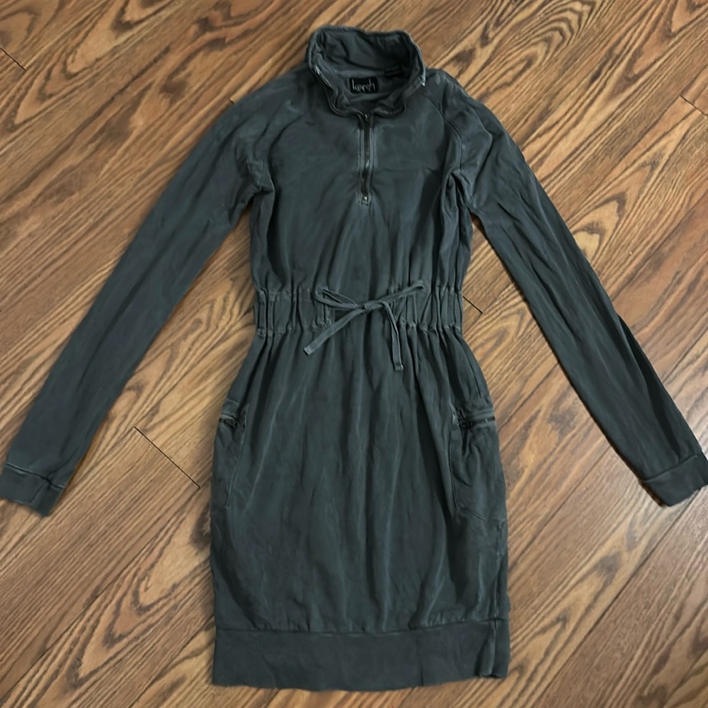 Kersh Long Sleeve Sweatshirt Dress Zip Cargo Mini Tie Waist Medium